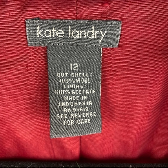 KATE Landry Red Full Zip Collared Long Sleeve Blazer Jacket Size 12 - Picture 5 of 10